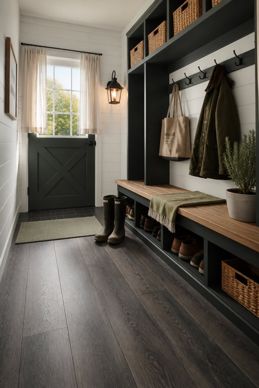 durable farmhouse mudroom flooring
