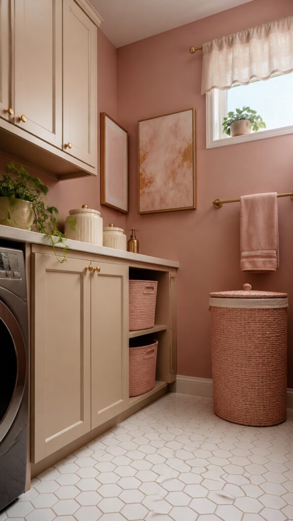 How to Transform a Laundry Room With Dusty Rose & Champagne Gold Magic