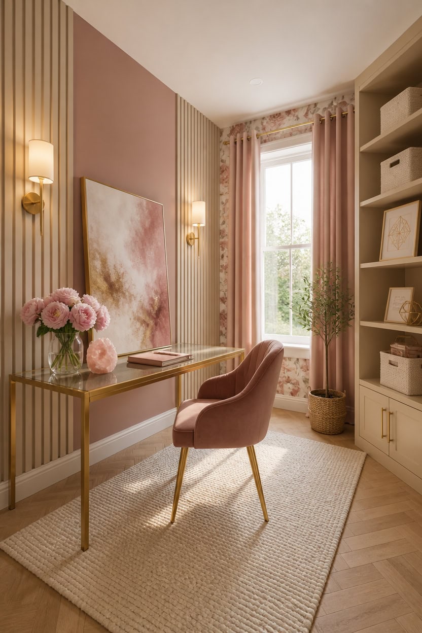 dusty rose champagne office