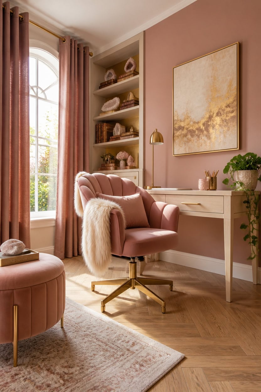 dusty rose velvet chair