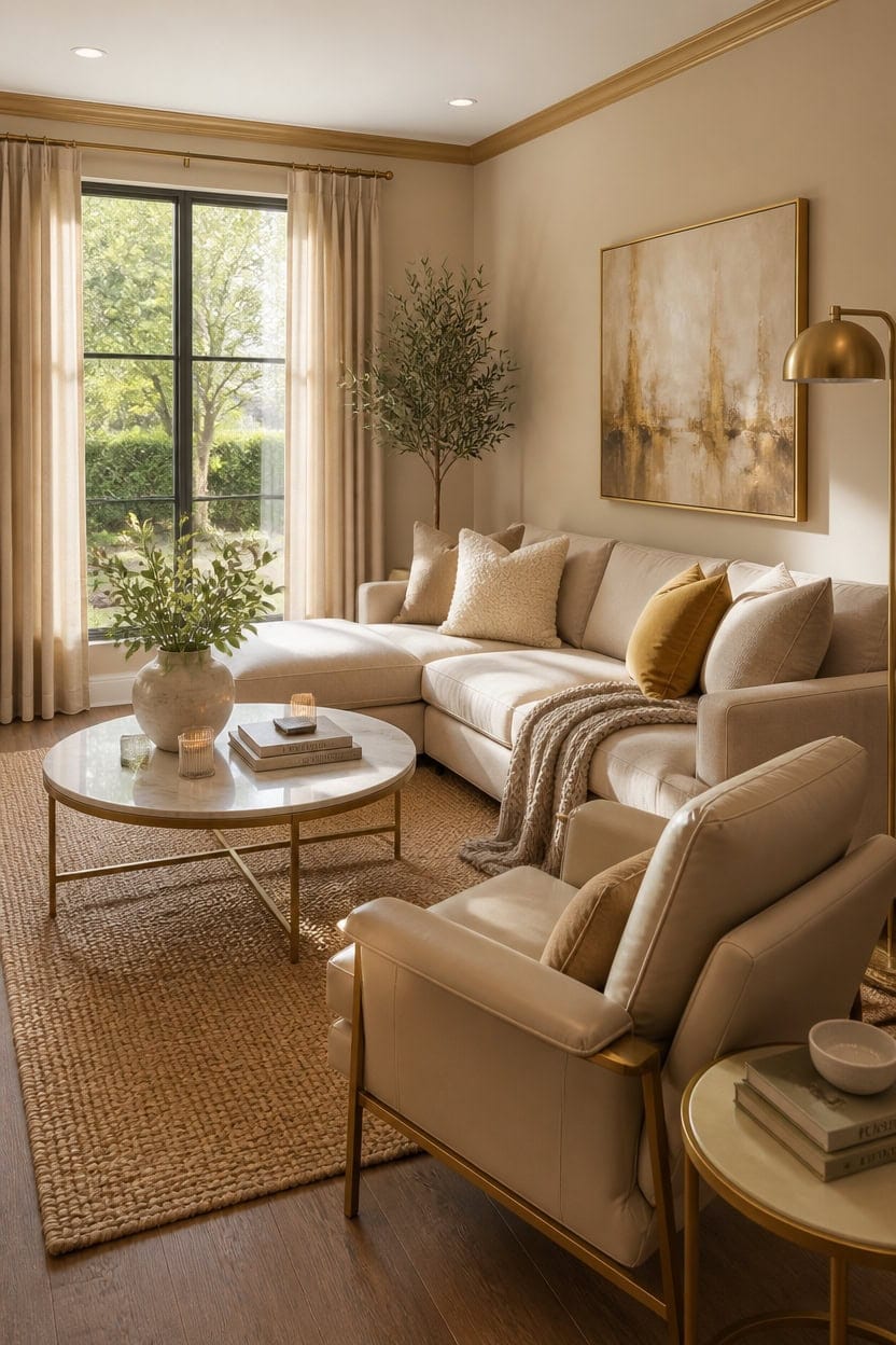 elegant beige gold living
