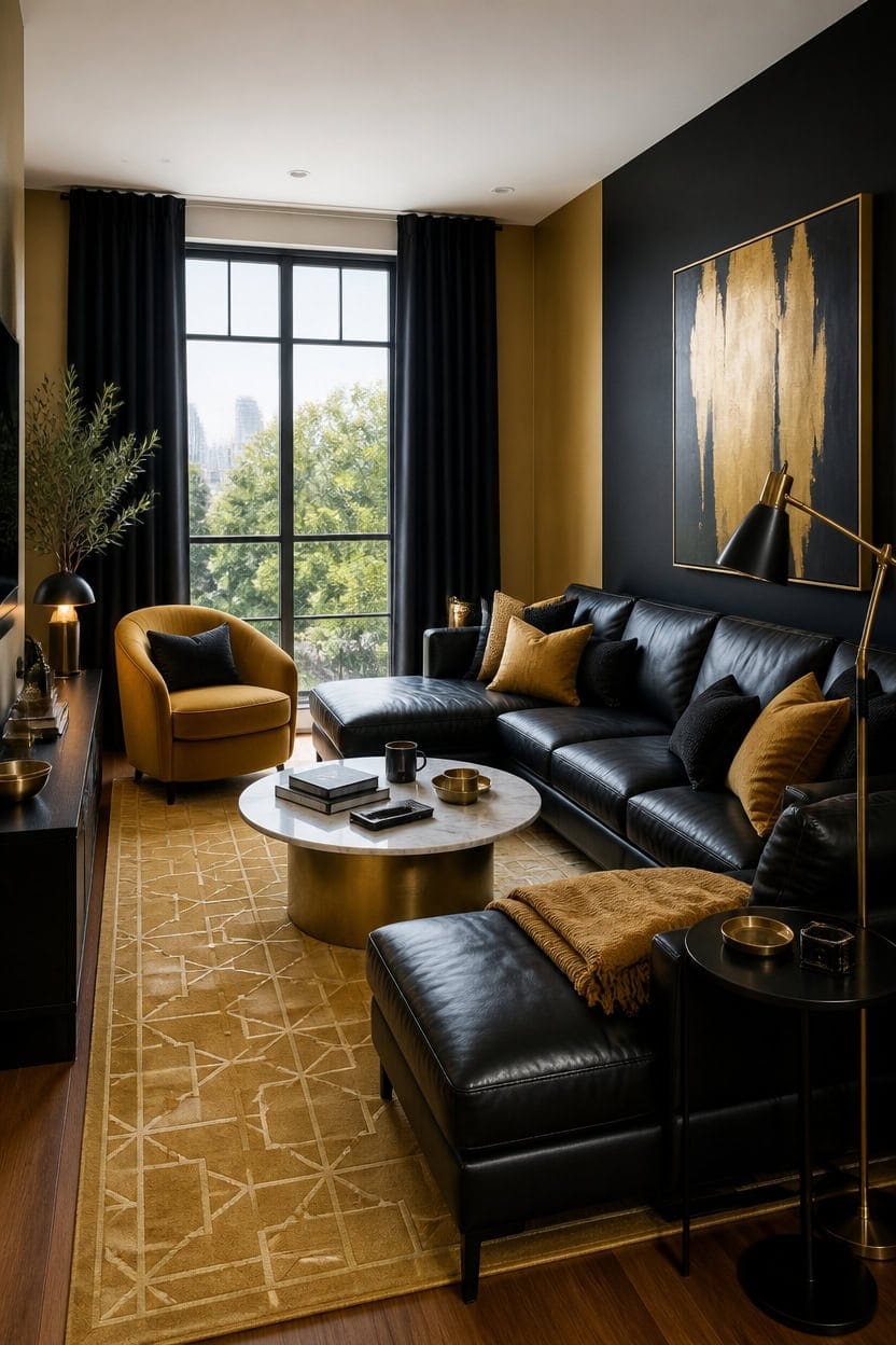 elegant black gold living