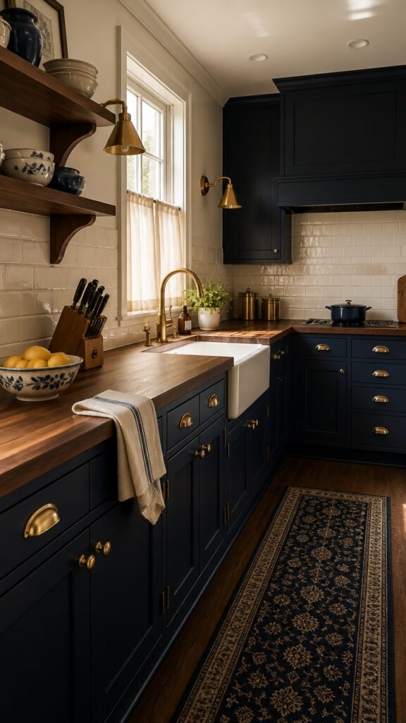 Navy Blue & Burnished Brass Kitchens for Women Who Have It All Together