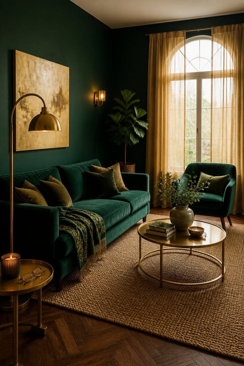 emerald gold balanced lighting