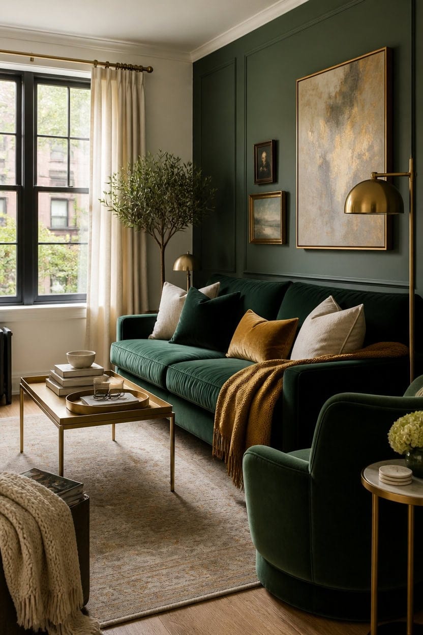 emerald green gold accents