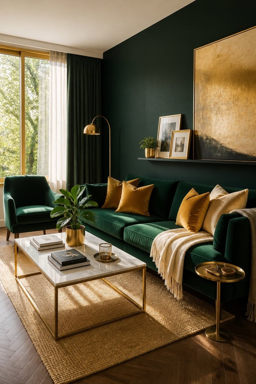 emerald green gold elegance