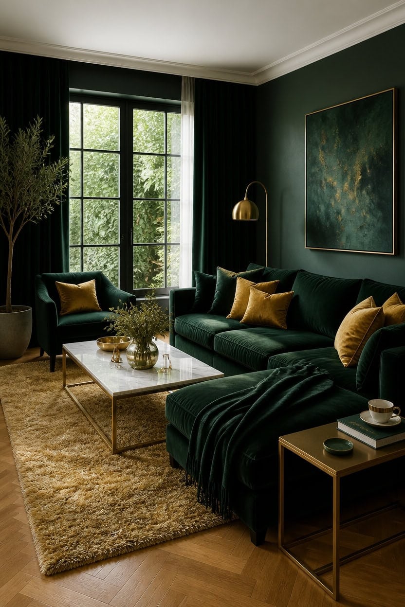 emerald velvet meets brass