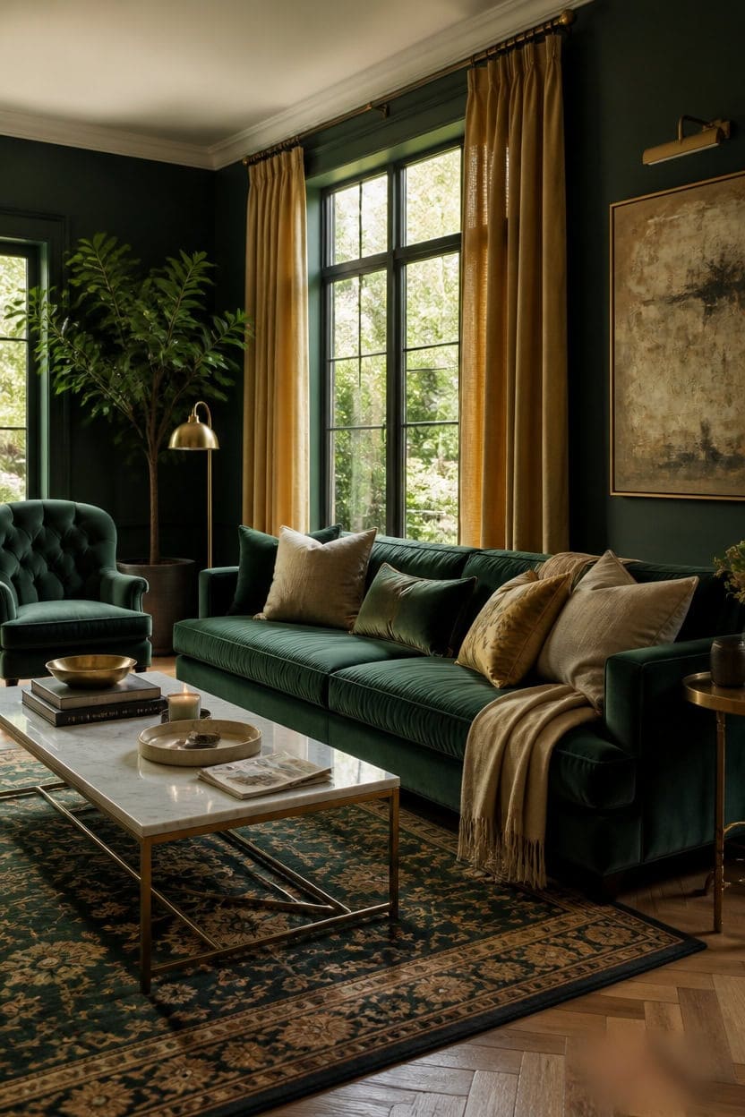 emerald velvet sofa