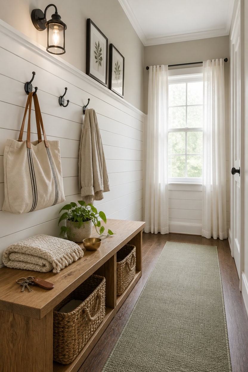 farmhouse shiplap mudroom makeover