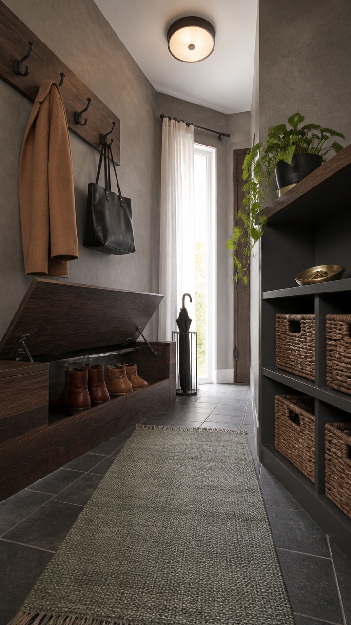 functional mudroom with storage