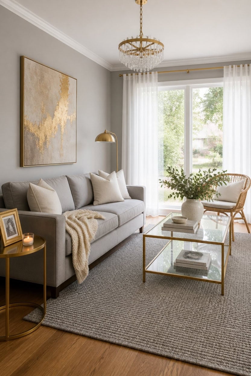 gold accent balanced modern living
