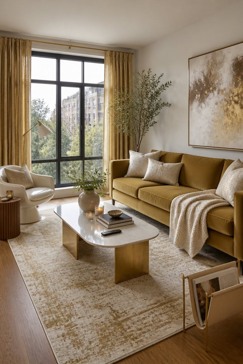 gold accented chic living