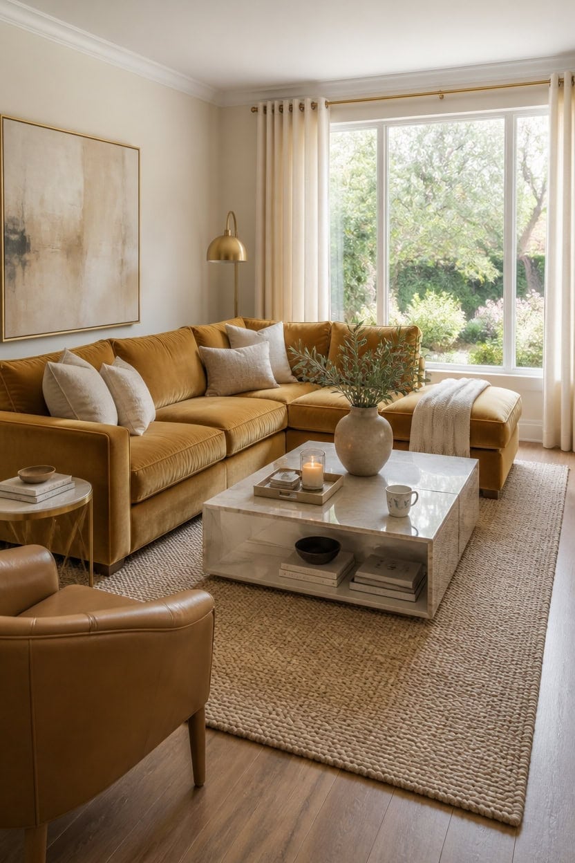 gold accents balanced with neutrals