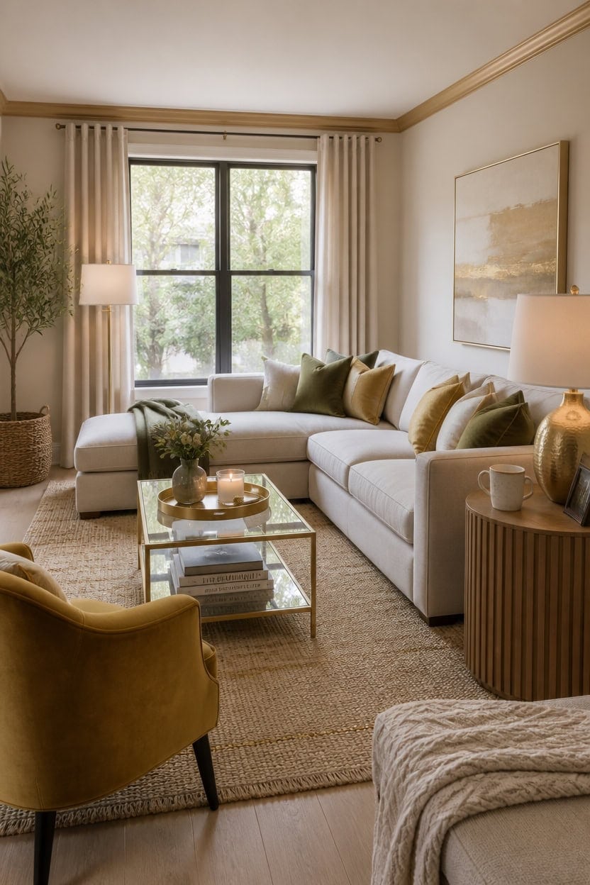 gold accents beige harmony