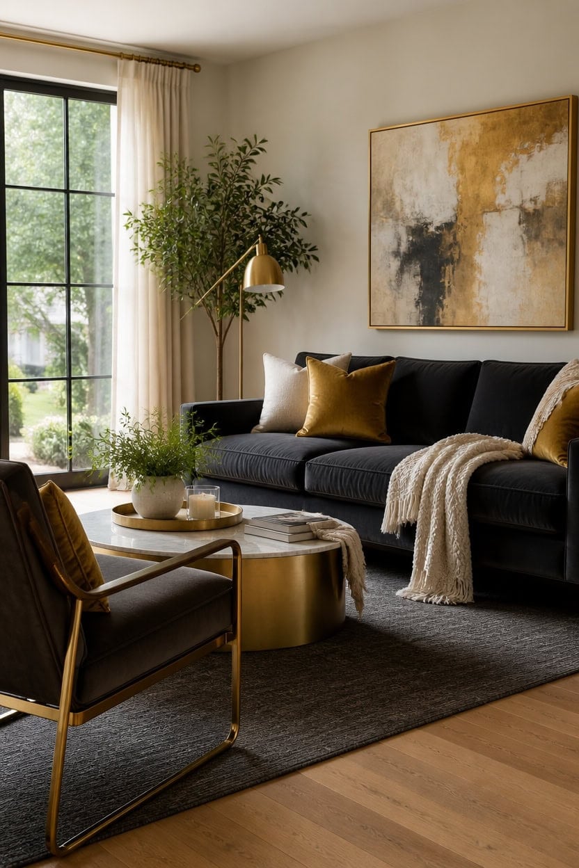 gold accents for living rooms