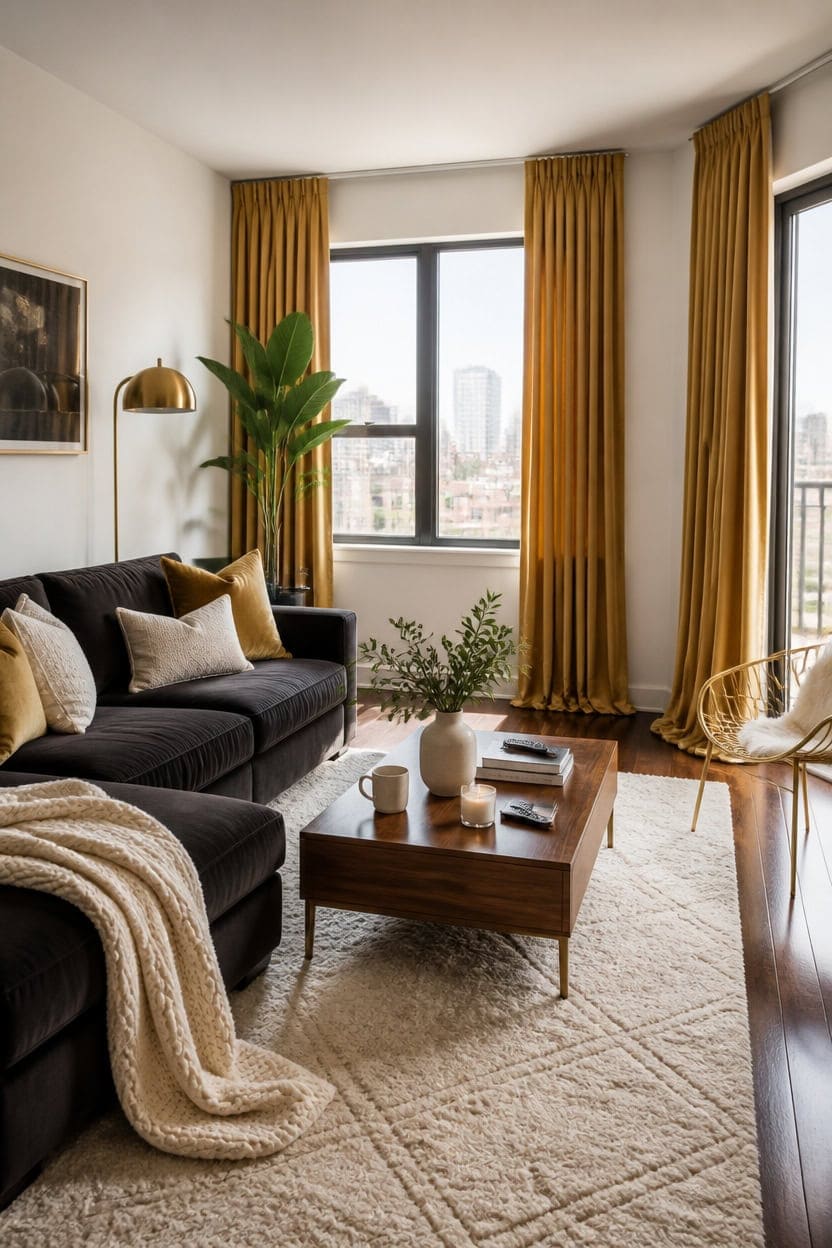 gold ceiling curtain styling