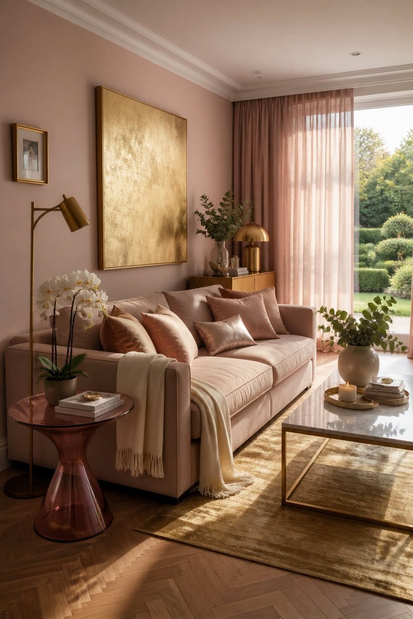 gold finishes complement pink