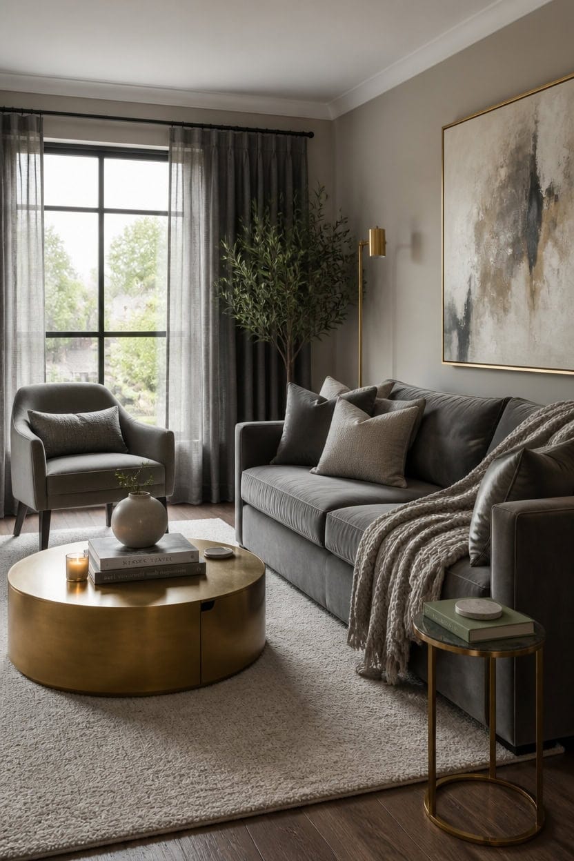 gold grey living room balance