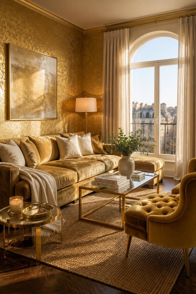 gold ivory glamorous living