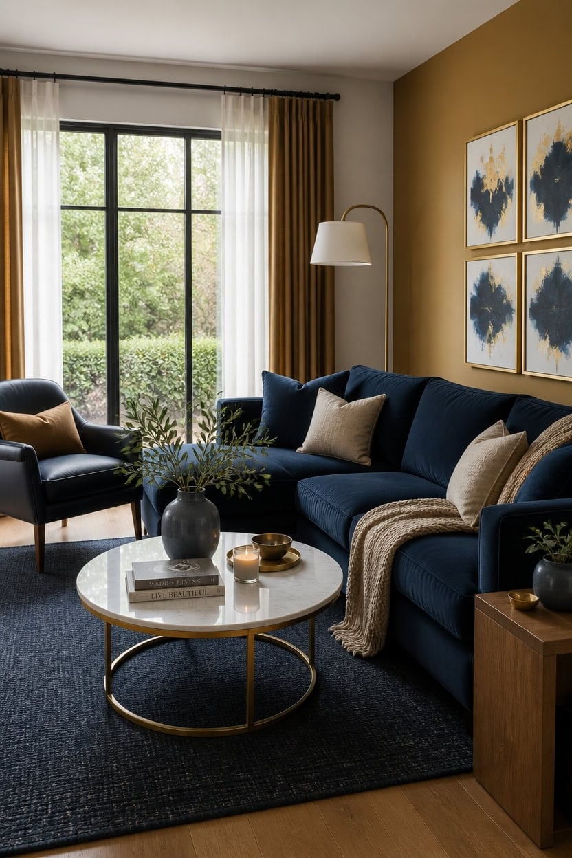 gold navy balanced accents
