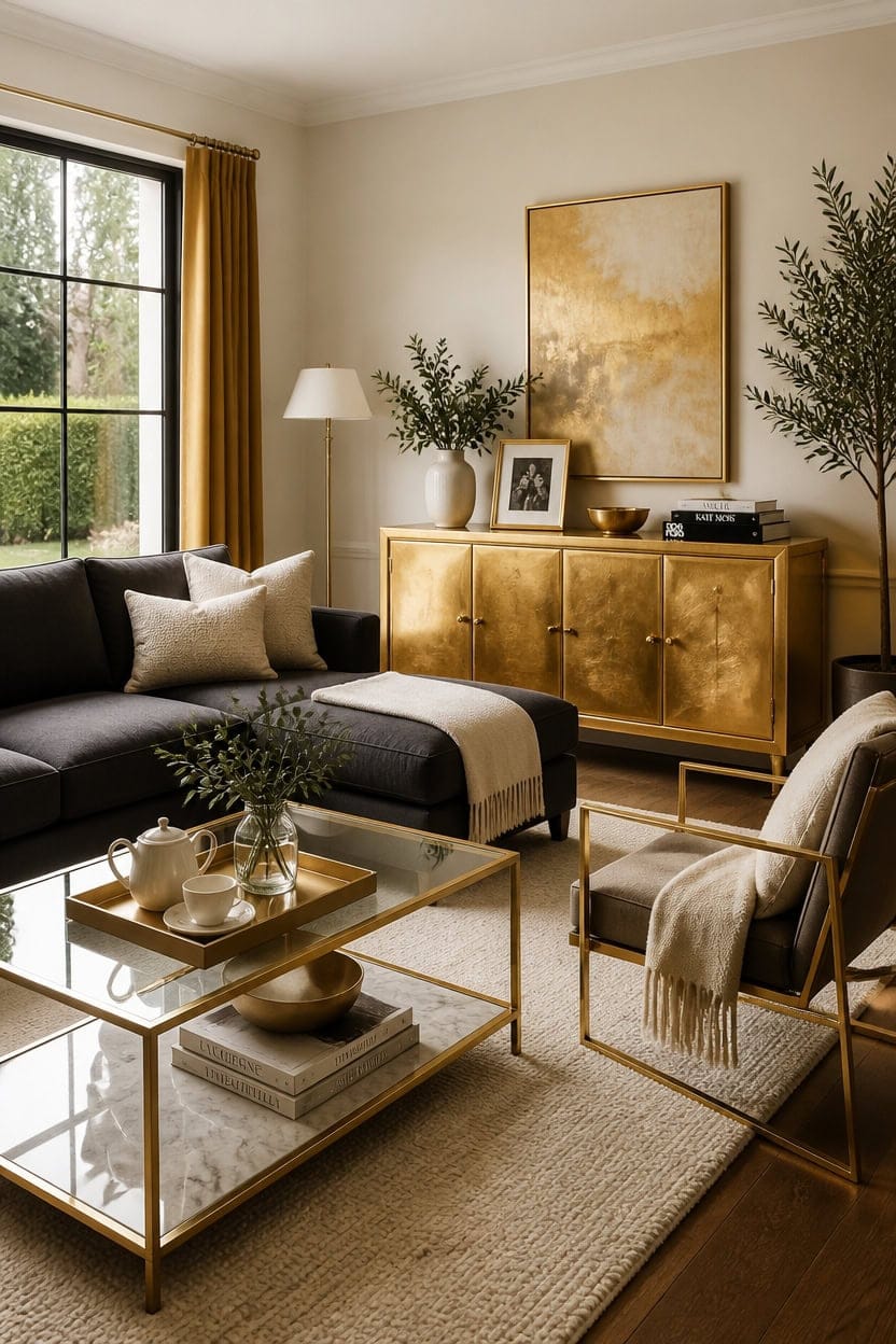 gold sideboard focal point