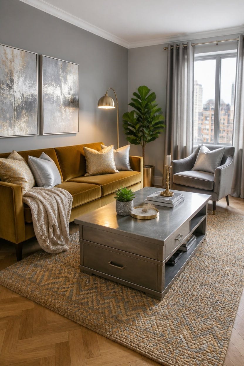 gold silver balanced interiors