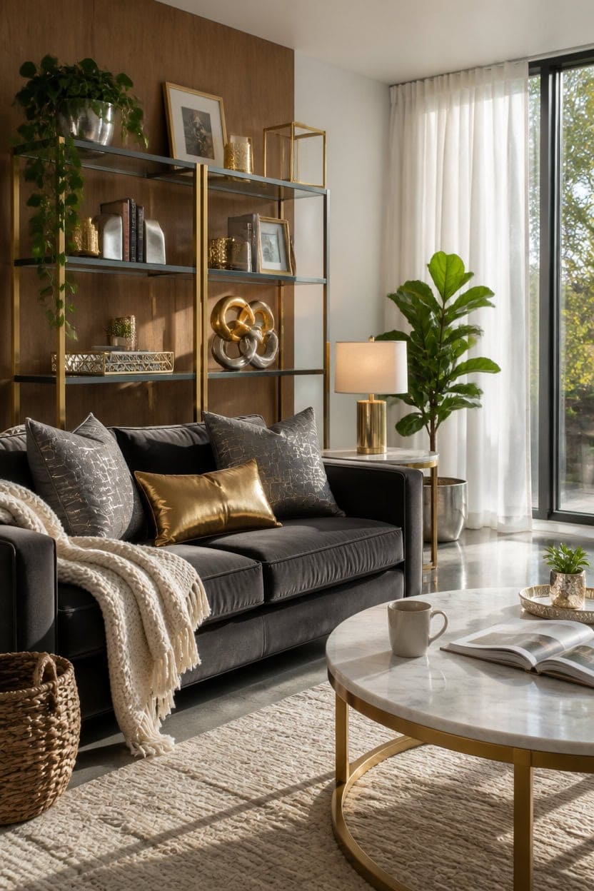 gold silver shelving harmony