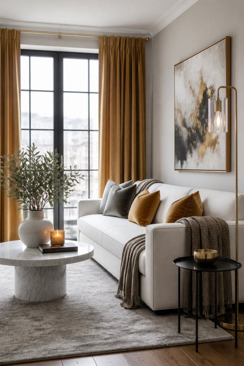 gold tone brushed metal hardware
