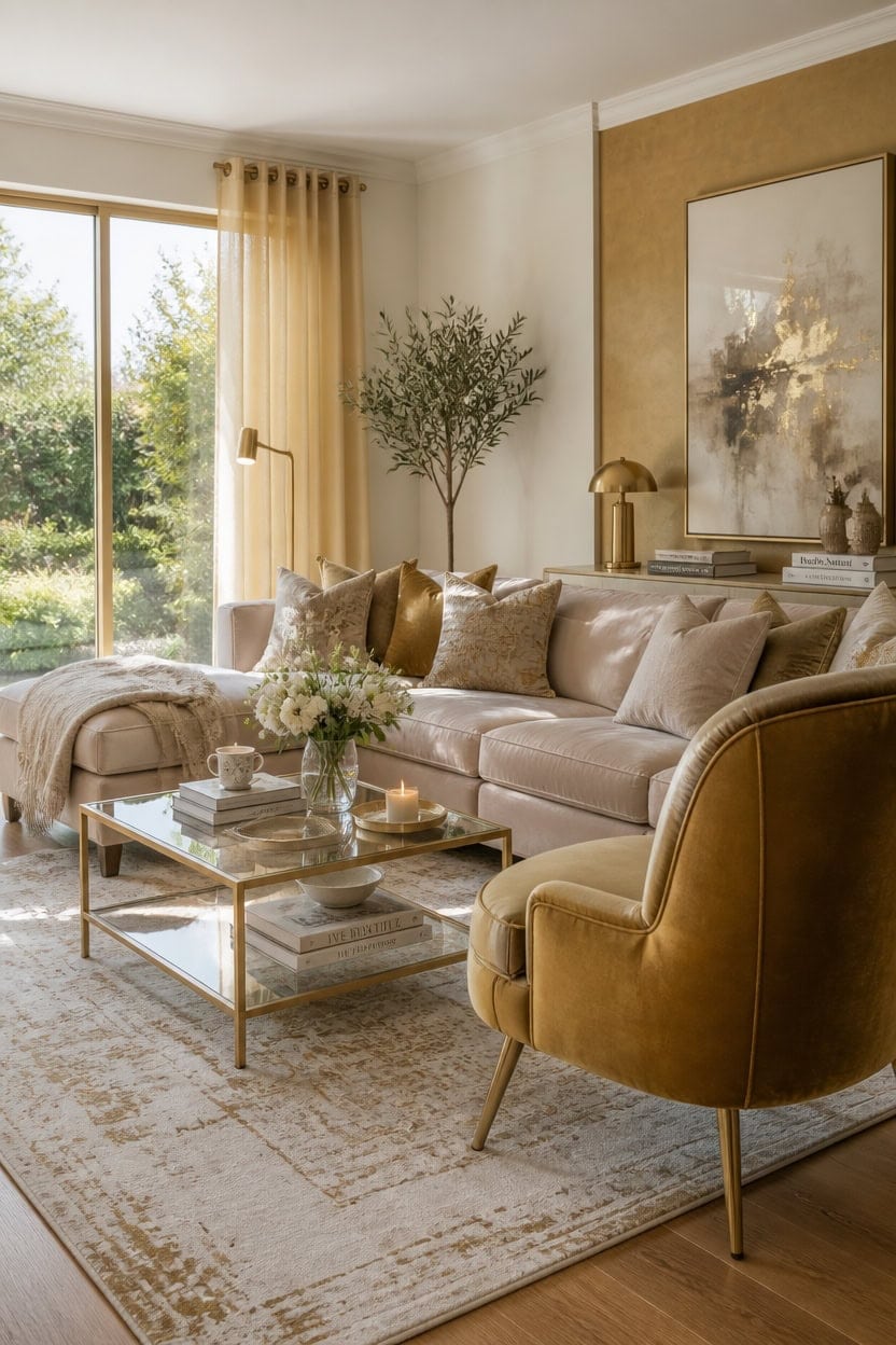 gold toned elegant living