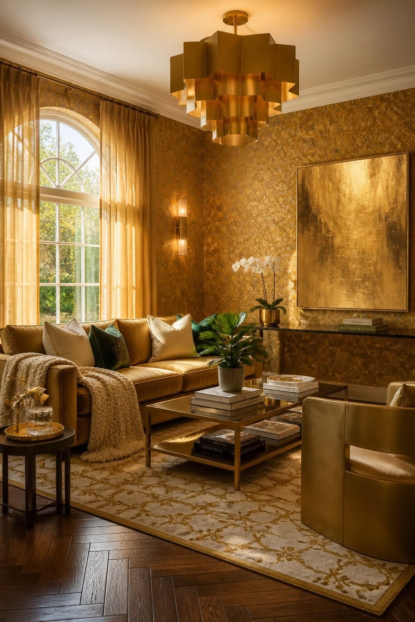 gold toned statement lighting