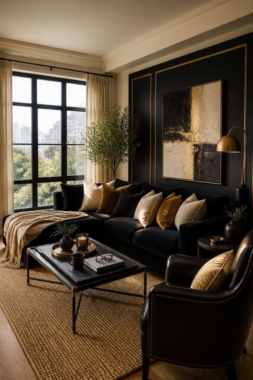 gold trimmed black cream elegance