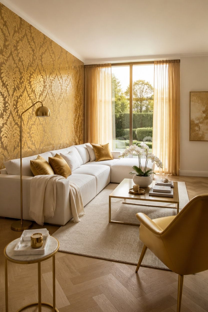 gold wallpaper airy layout