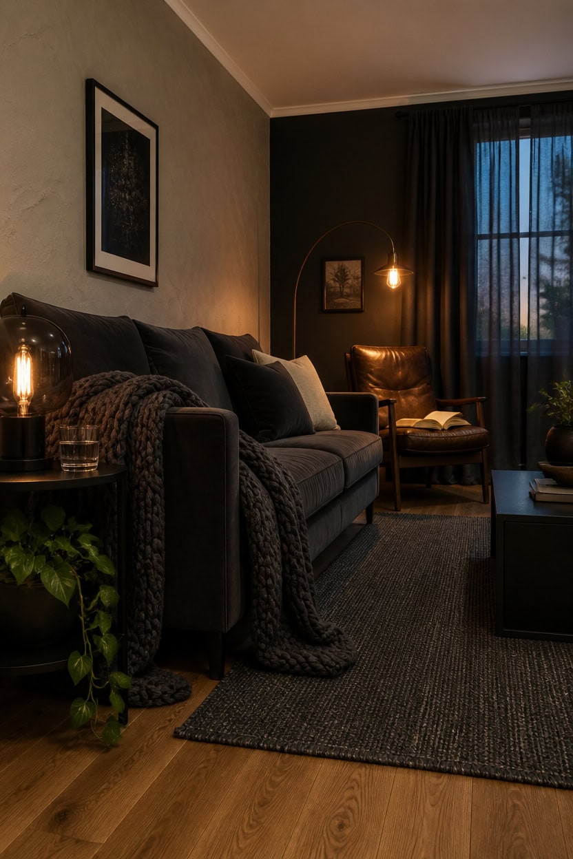 gradual charcoal living room