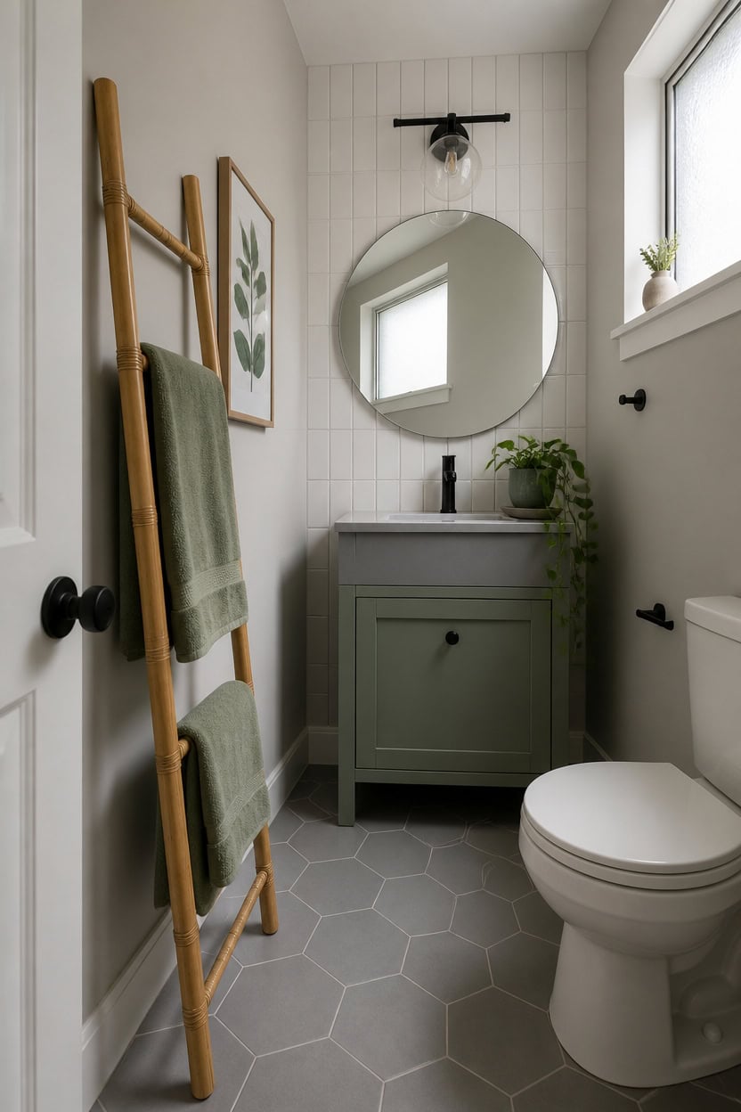 gray dominant green accents