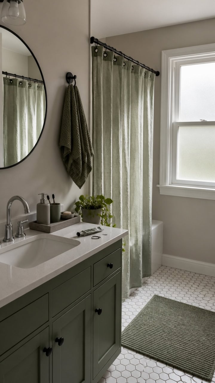 gray green bathroom elegance