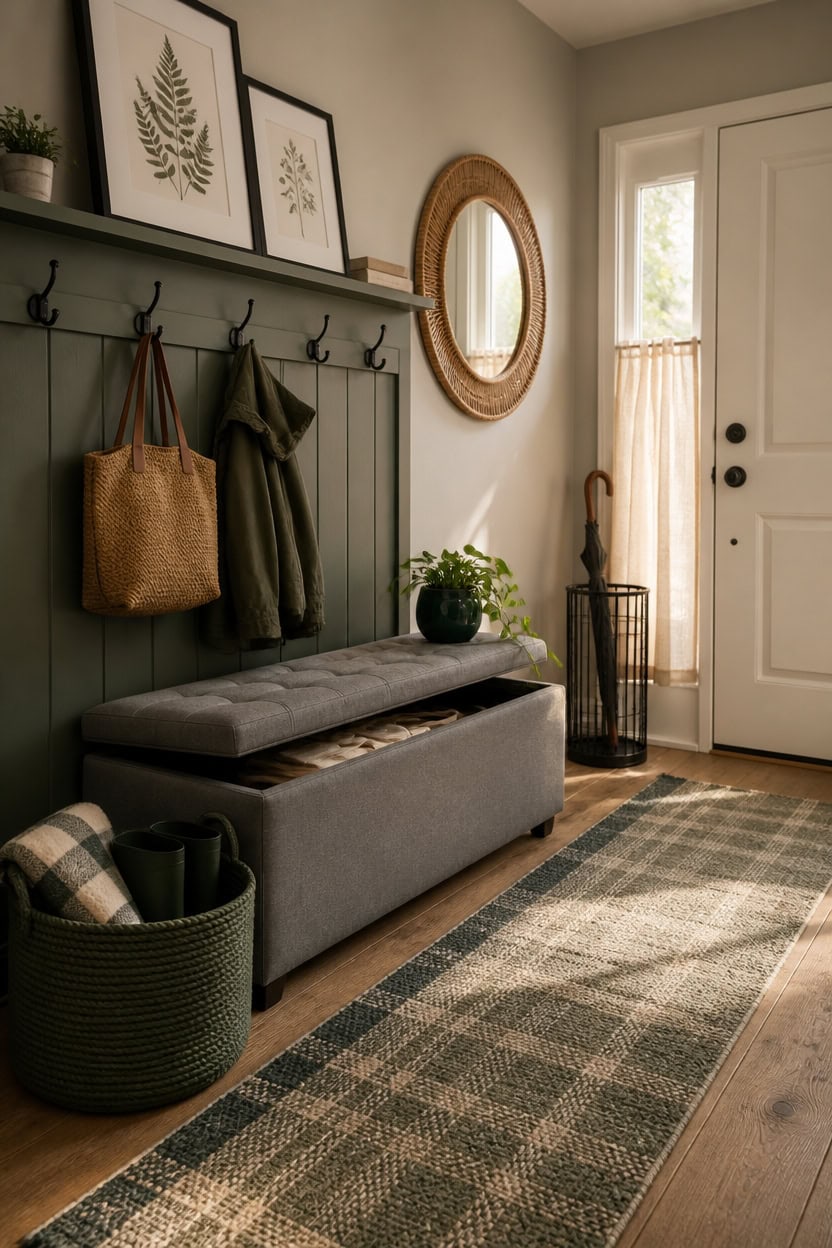gray green budgeted mudroom refresh