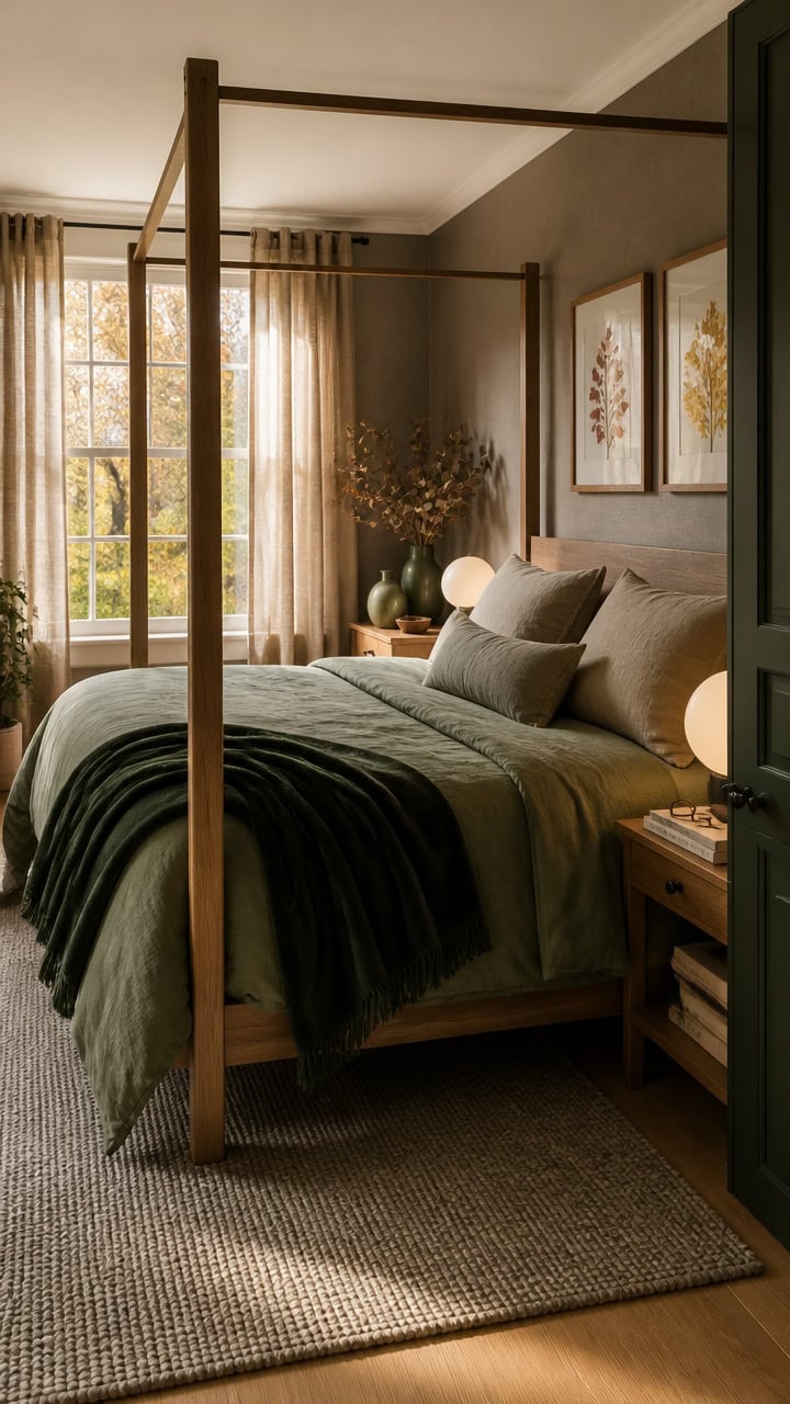 gray green guest bedroom