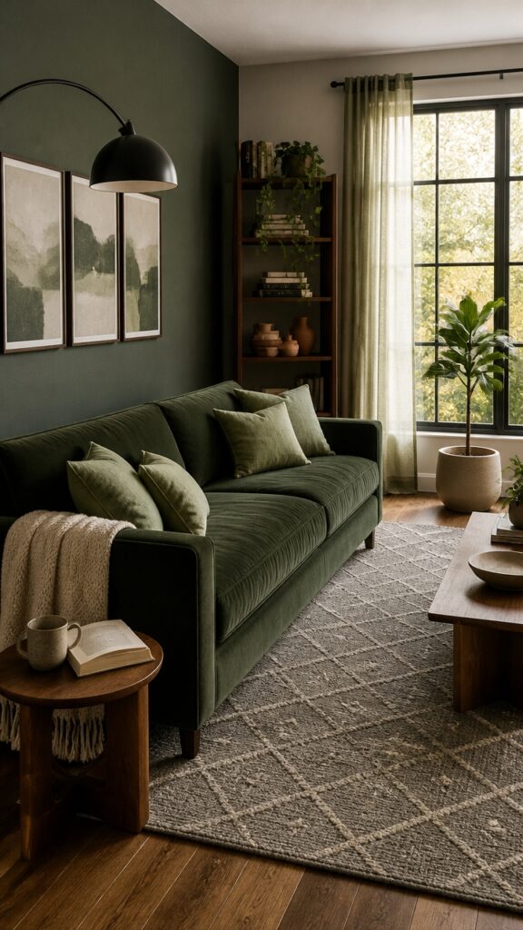 Gray and Green Living Rooms for Women Who Stopped Decorating for Guests