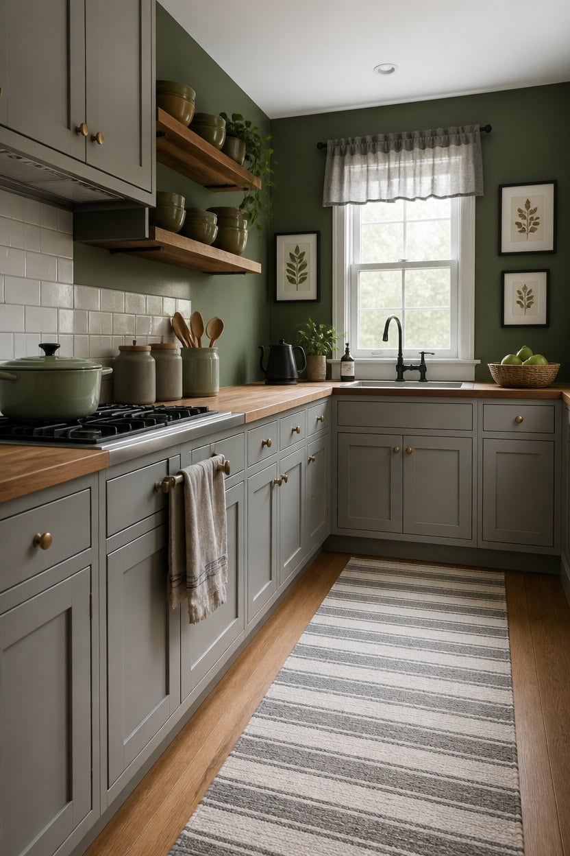 gray green kitchen depth