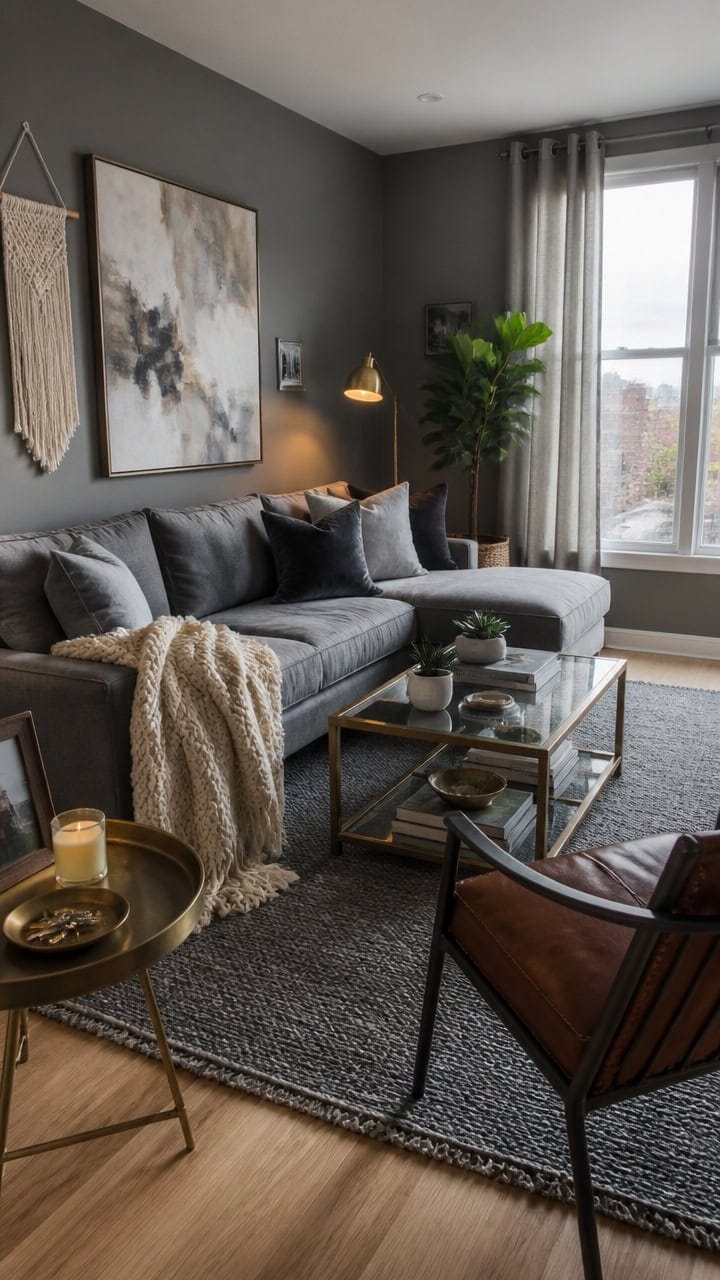 gray living room diy