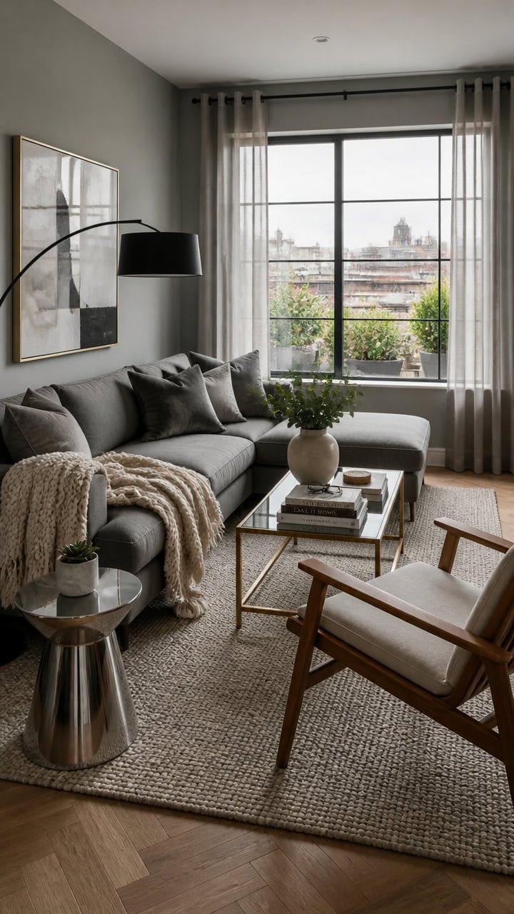 gray walls mixed metals