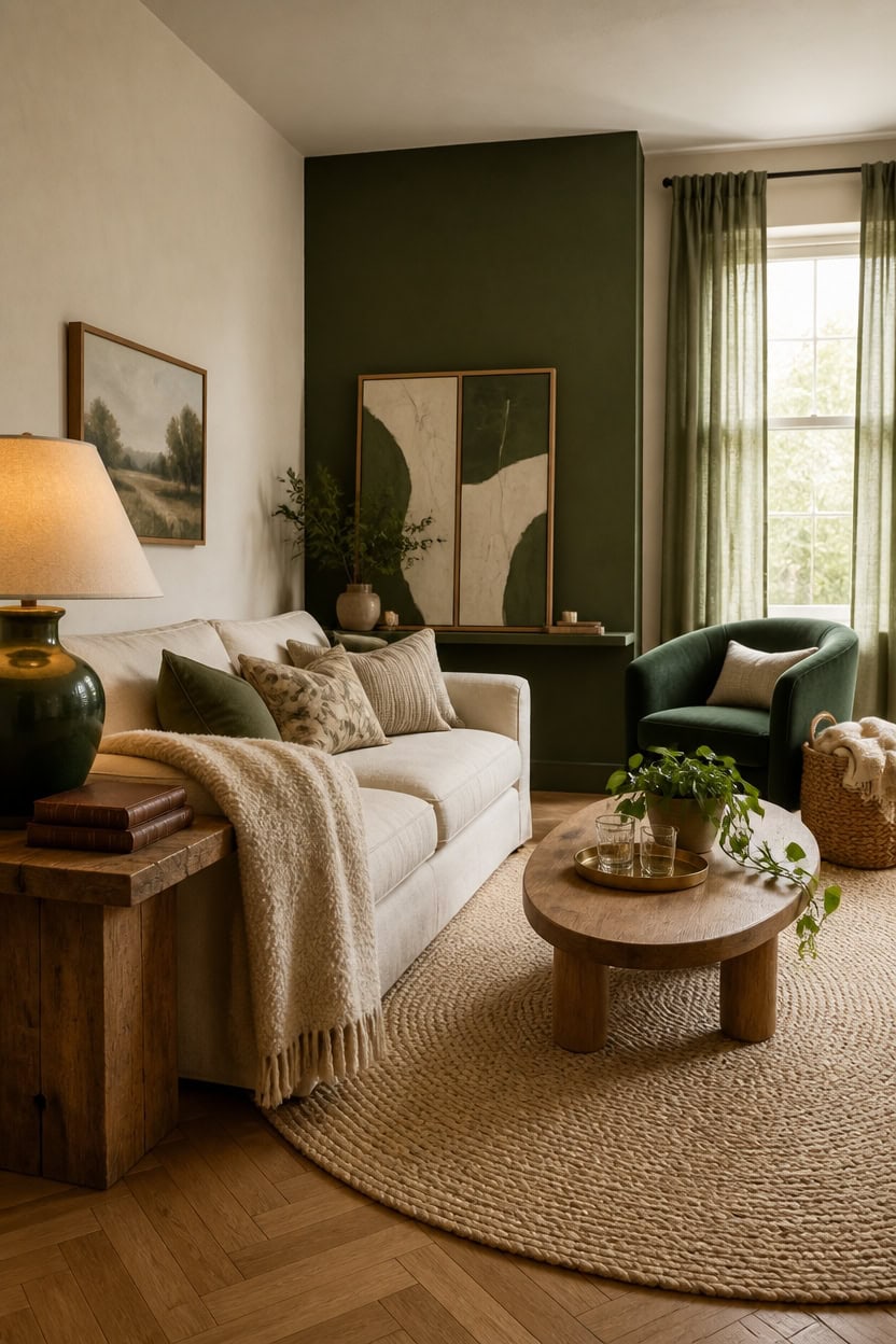 green cream living room harmony