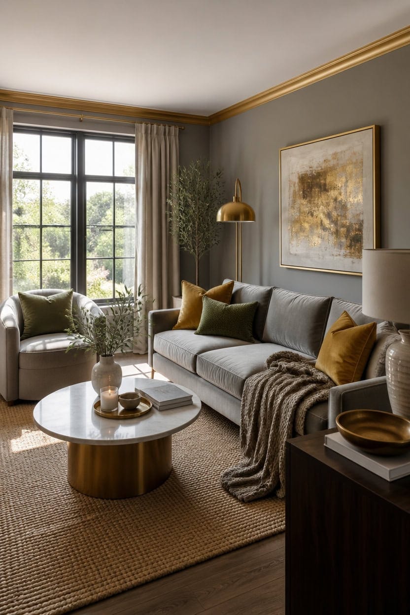 grey gold modern living