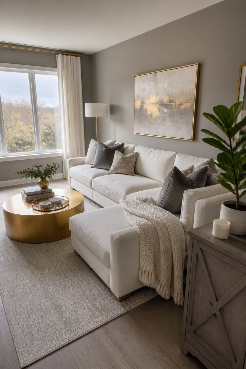 grey white rug anchor