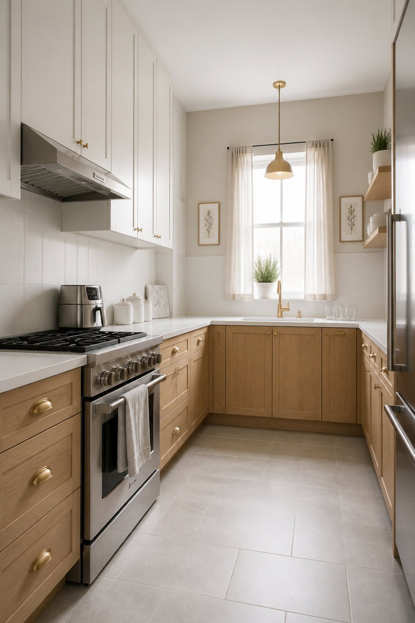 large format tiles visually expand kitchens