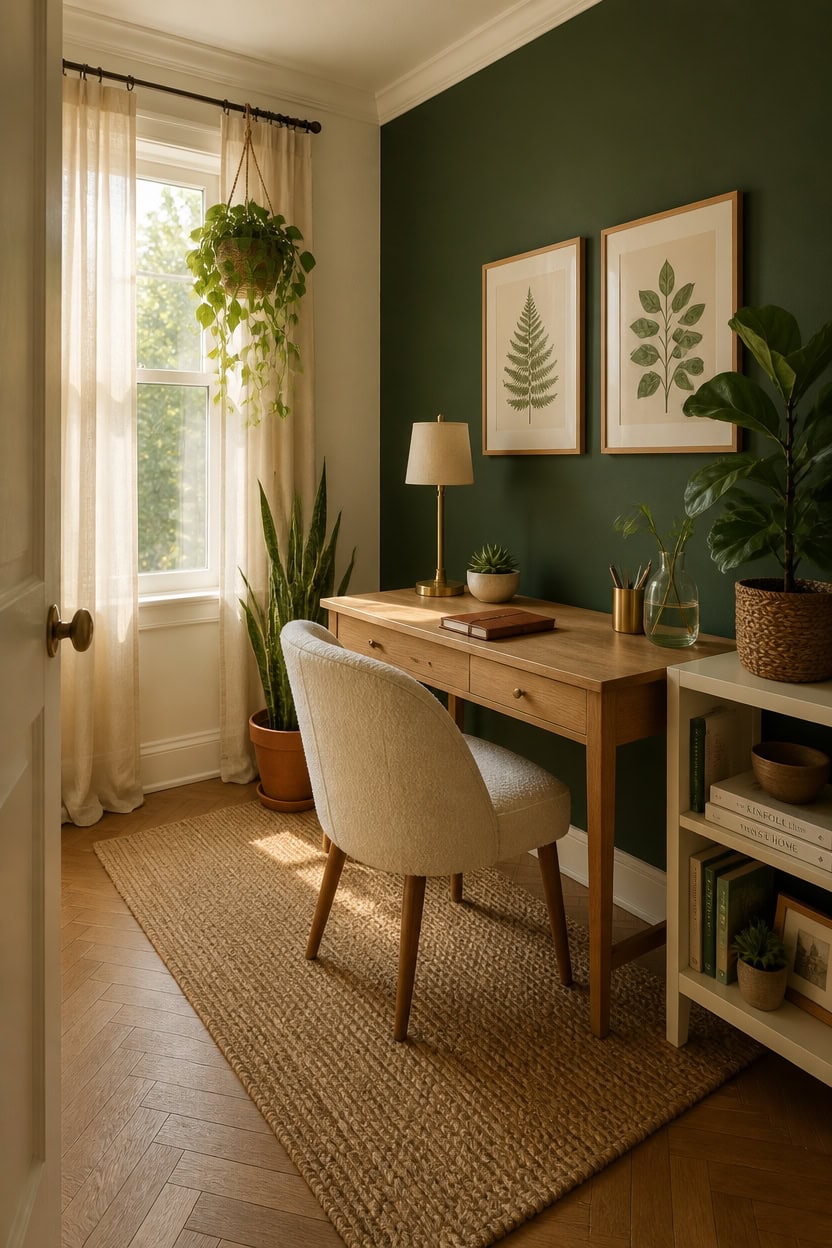 layered green cream office