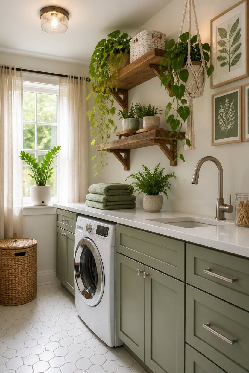 layered green laundry styling