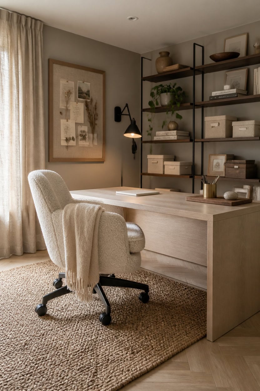 layered neutral textures linen wood