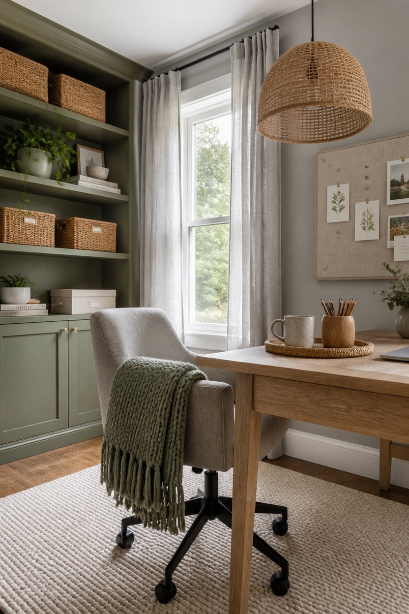 layered textures gray green office