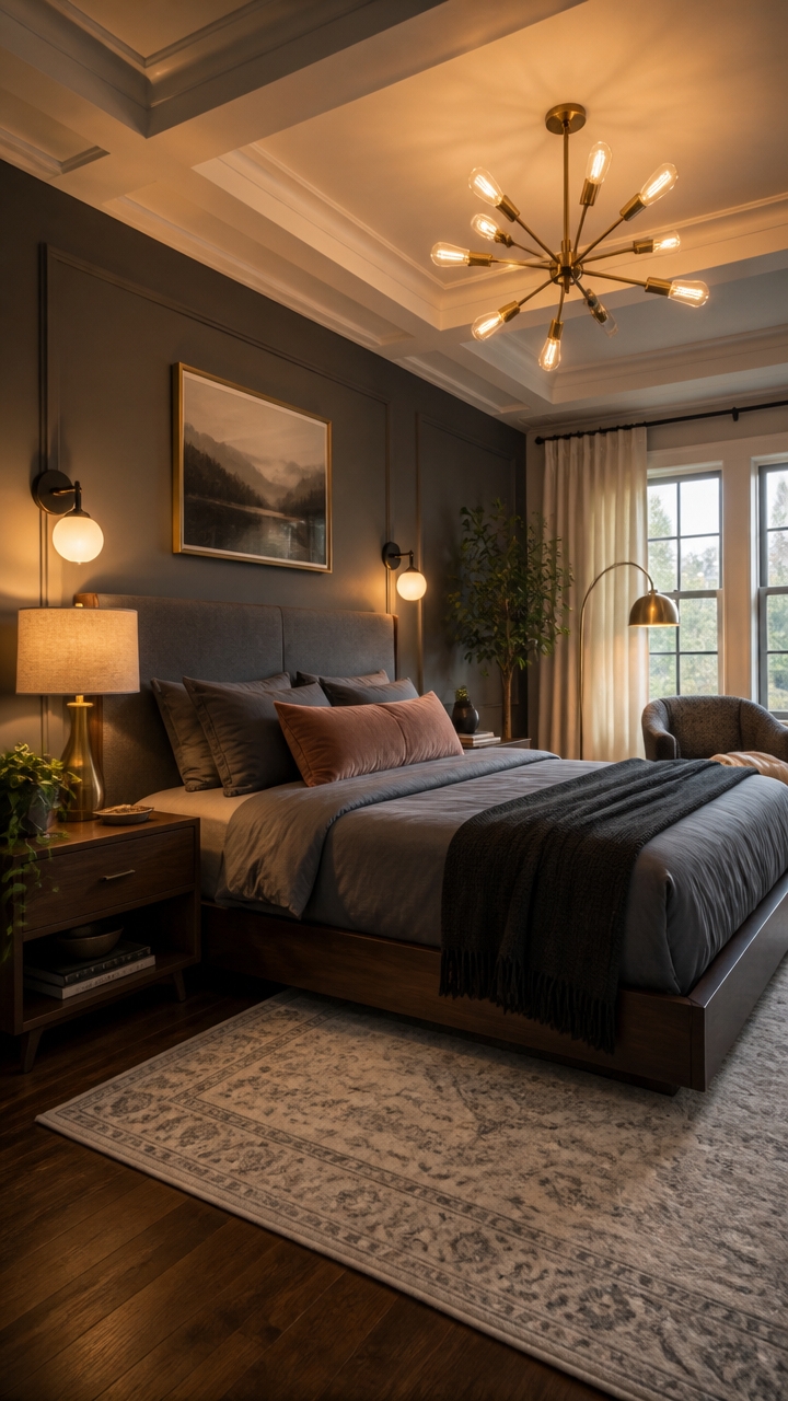 layered warm metal lighting